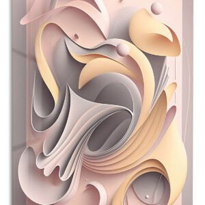 Soft Ivory Flowing Relief metal wall art print