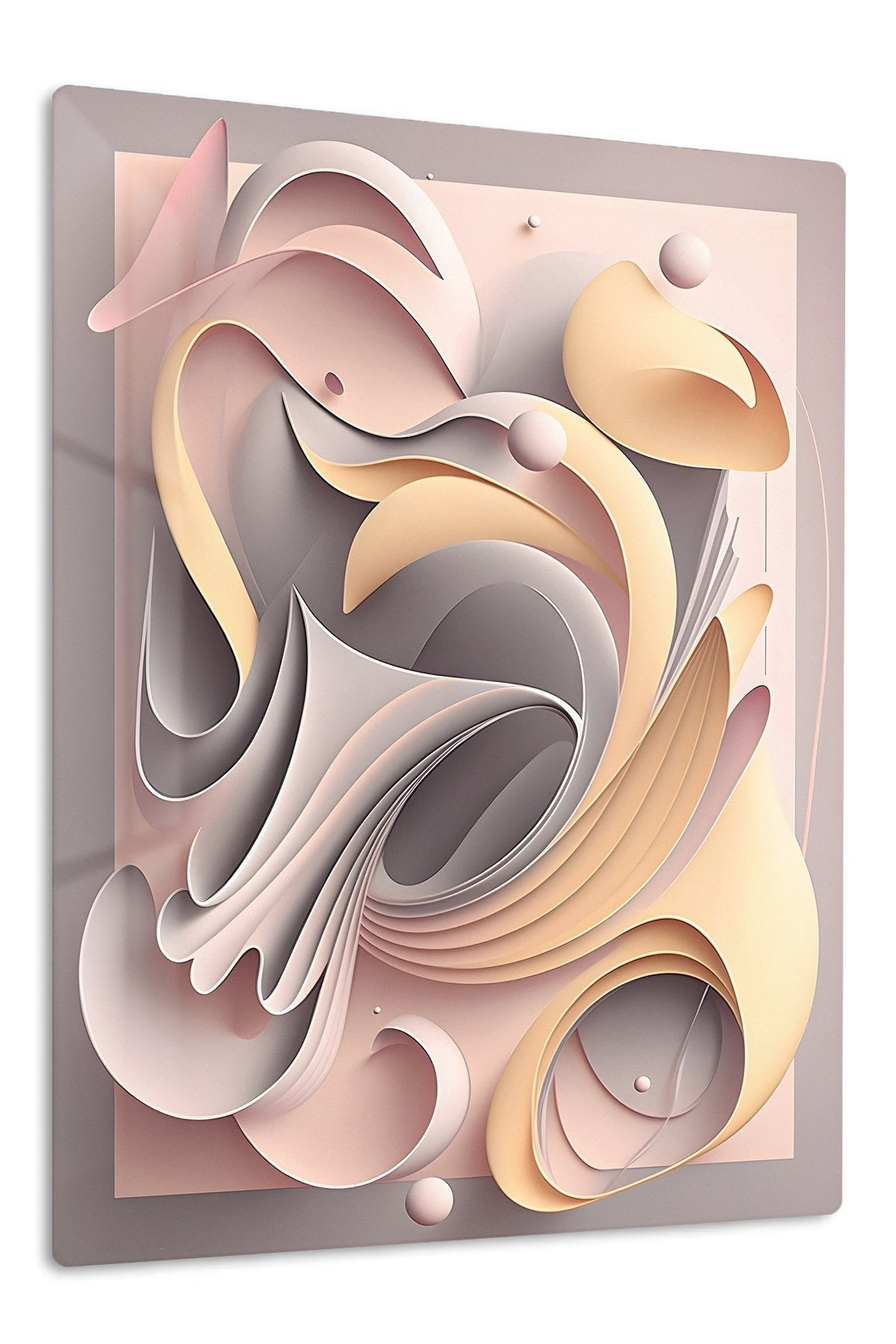 Soft Ivory Flowing Relief metal wall art print