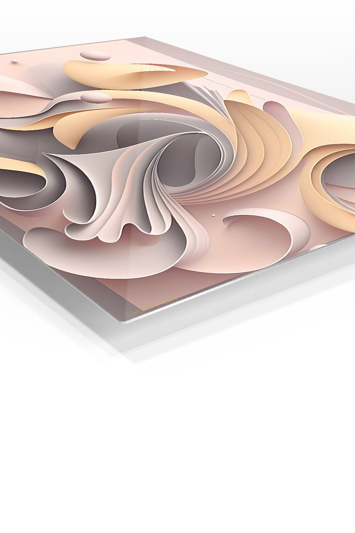 Soft Ivory Flowing Relief metal wall art print, view 2