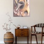 Soft Ivory Flowing Relief metal wall art print, view 5