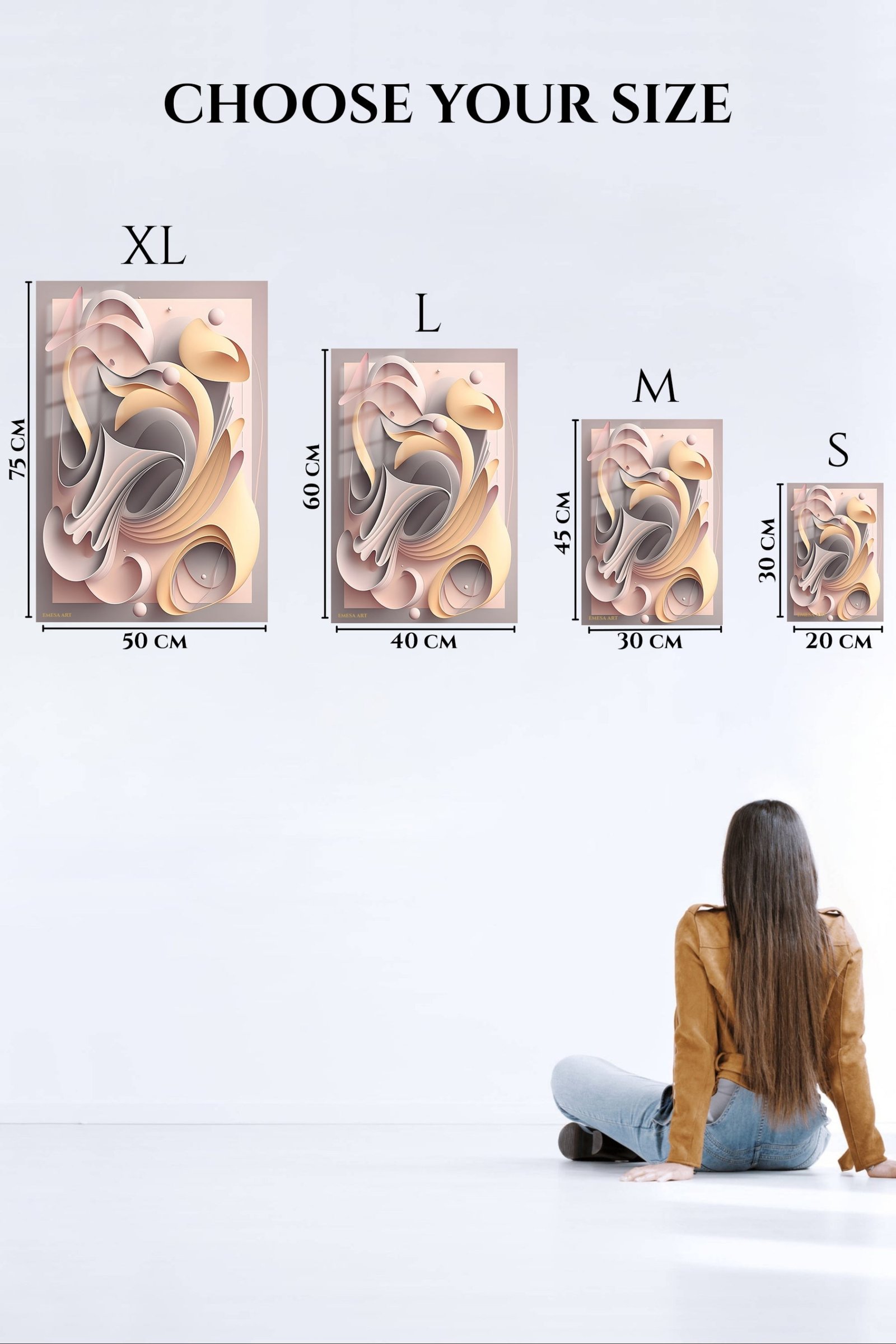 Soft Ivory Flowing Relief metal wall art print, view 6