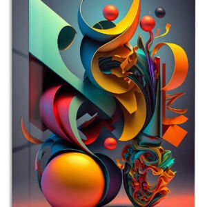 Colorful Geometric Balance metal wall art print