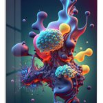 Biomorphic Neon Microcosm metal wall art print