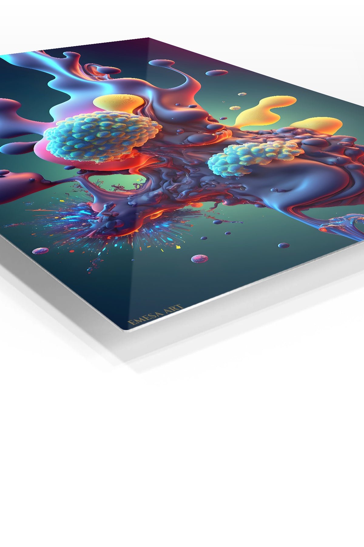 Biomorphic Neon Microcosm metal wall art print, view 2