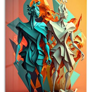 Fragmented Figures in Motion metal wall art print