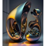 Black Gold Fluid Sculptures metal wall art print