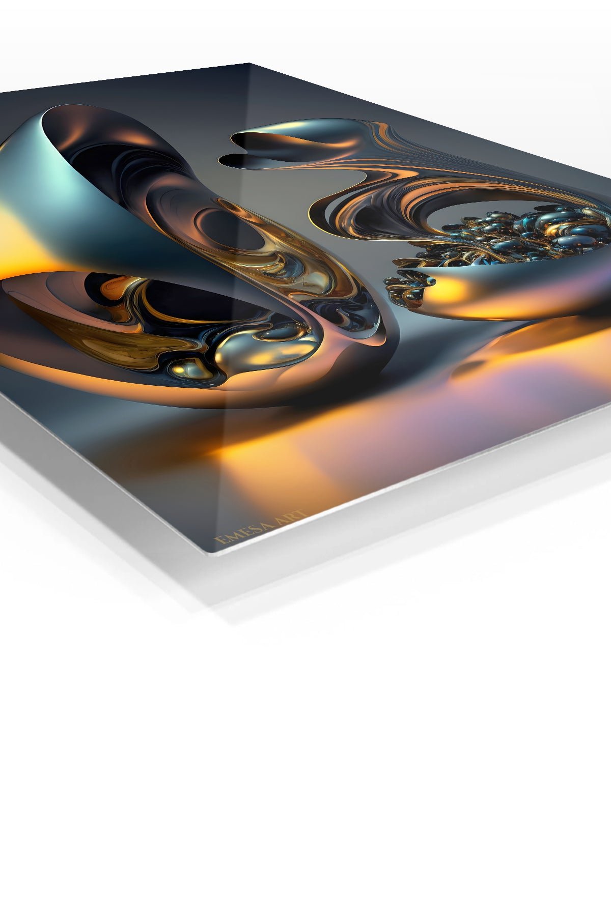 Black Gold Fluid Sculptures metal wall art print, view 2