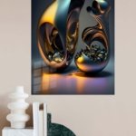 Black Gold Fluid Sculptures metal wall art print, view 4