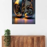 Black Gold Fluid Sculptures metal wall art print, view 5
