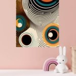 Retro Optical Circle Waves metal wall art print, view 4