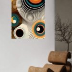 Retro Optical Circle Waves metal wall art print, view 5