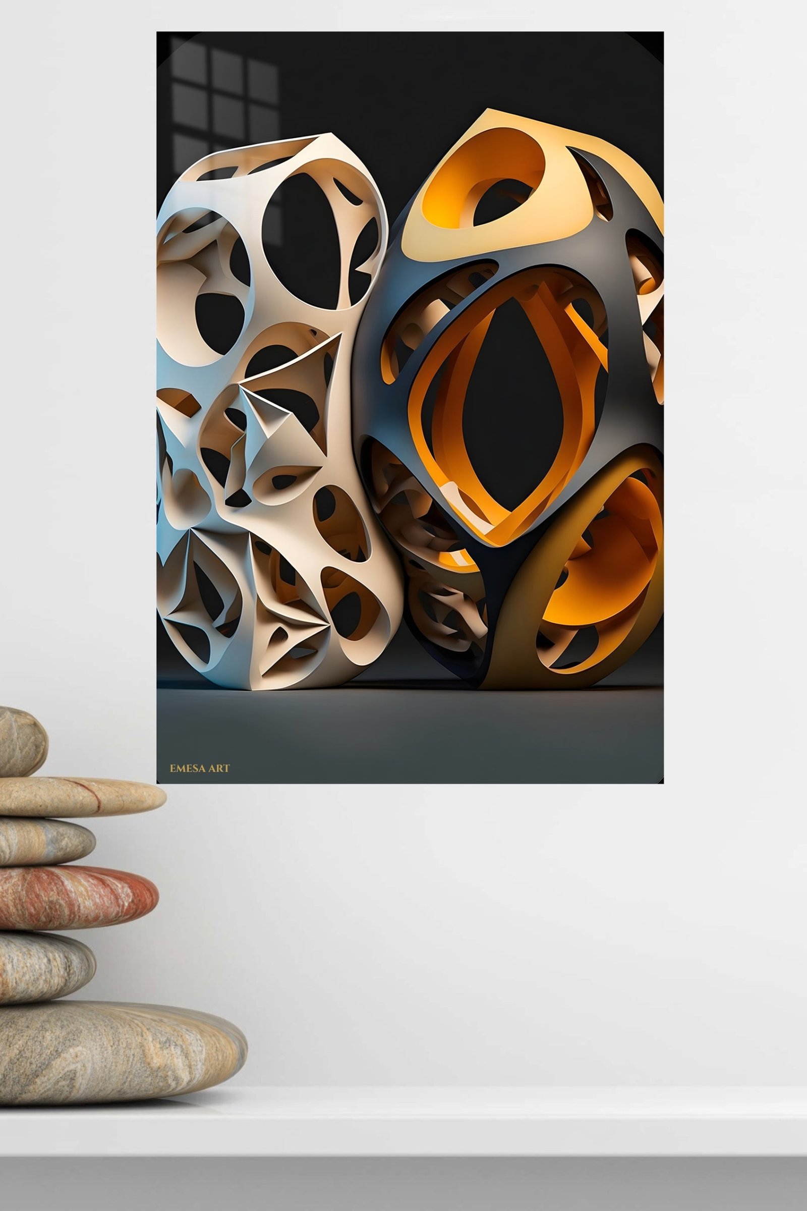Openwork Organic Forms metal wall art print, view 4