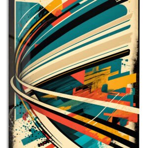Teal Velocity Ribbons metal wall art print