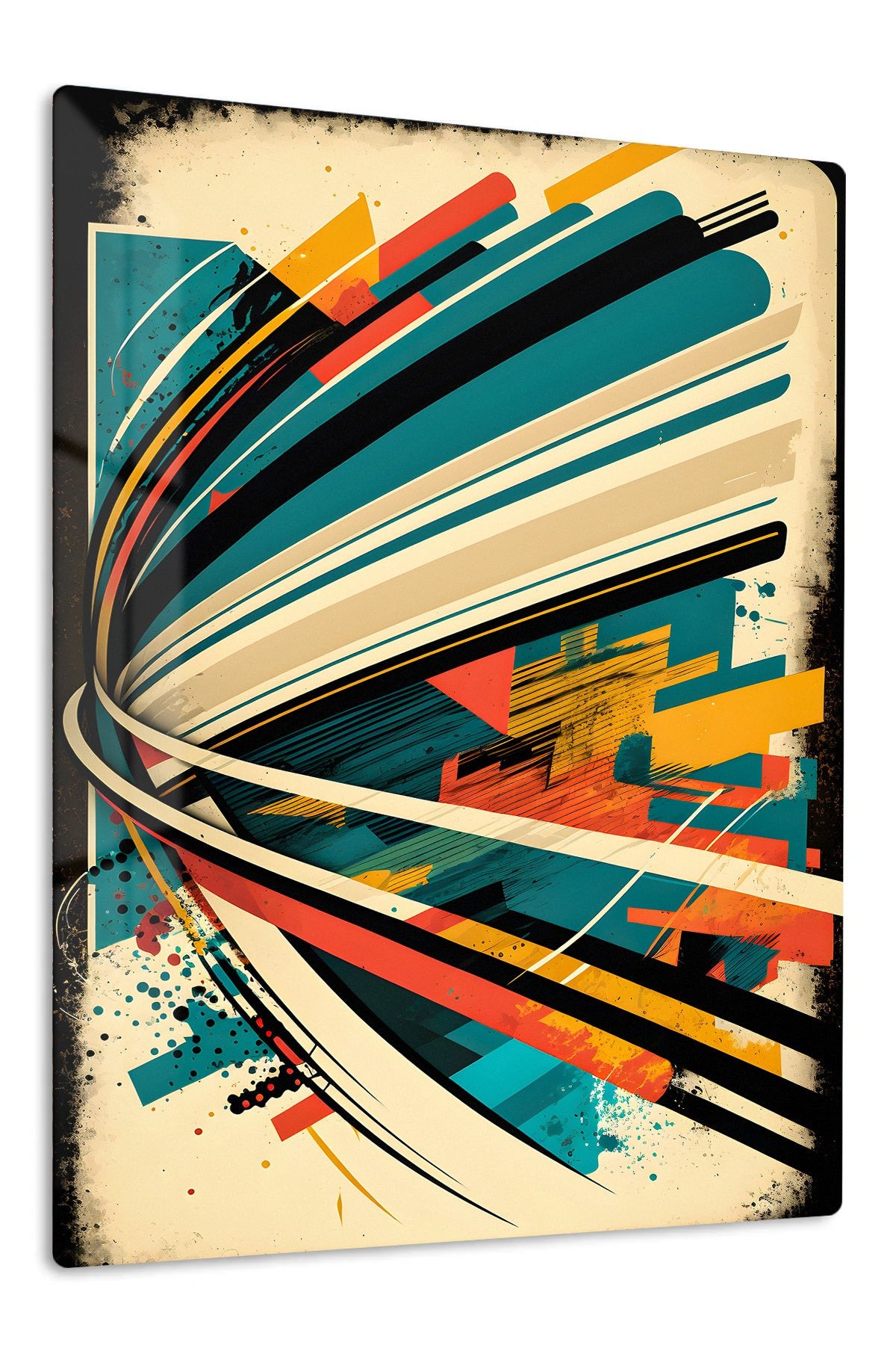 Teal Velocity Ribbons metal wall art print