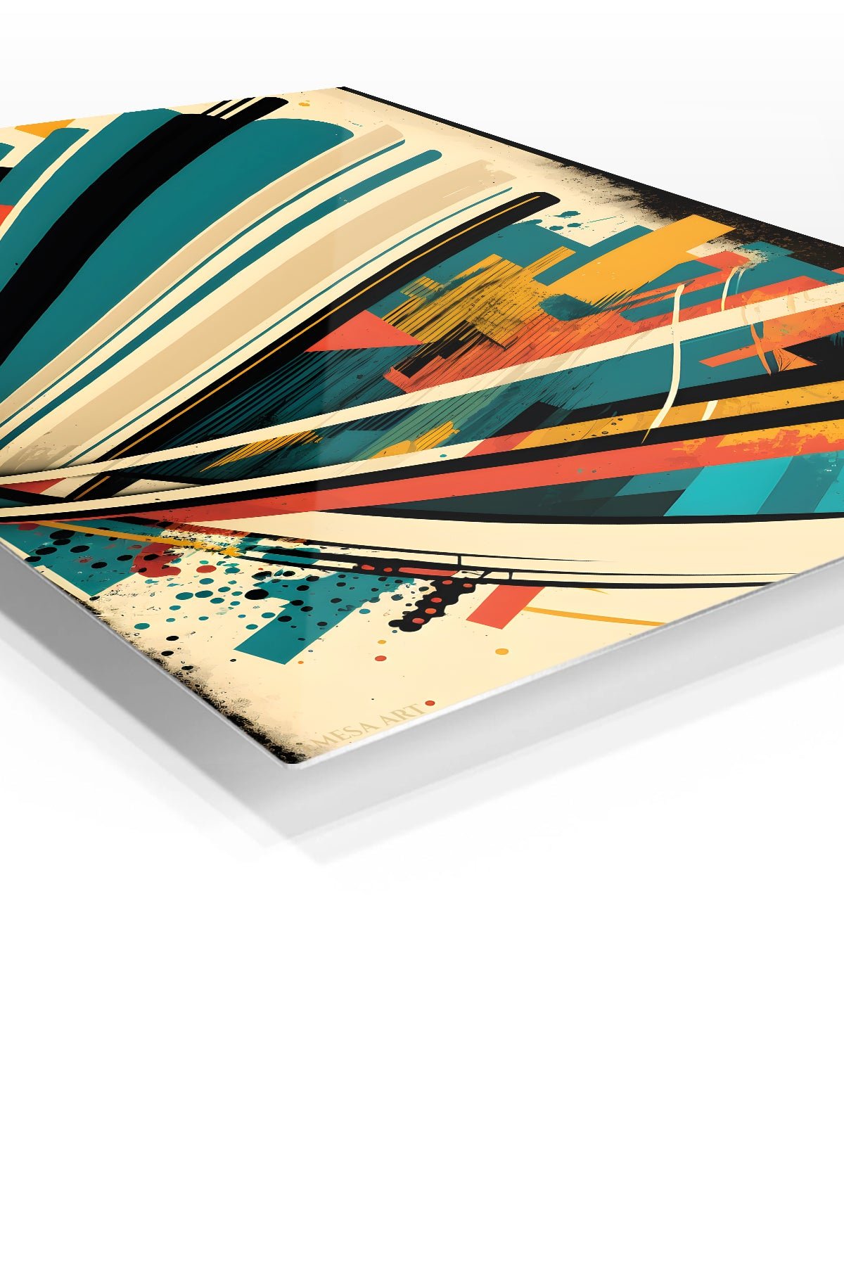 Teal Velocity Ribbons metal wall art print, view 2
