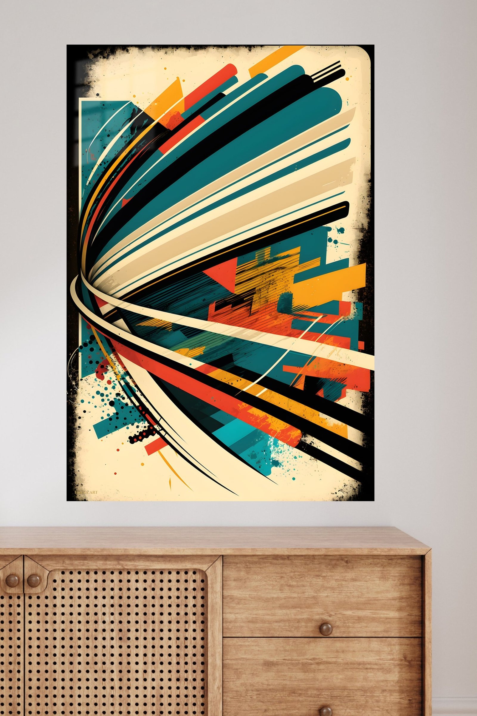 Teal Velocity Ribbons metal wall art print, view 4