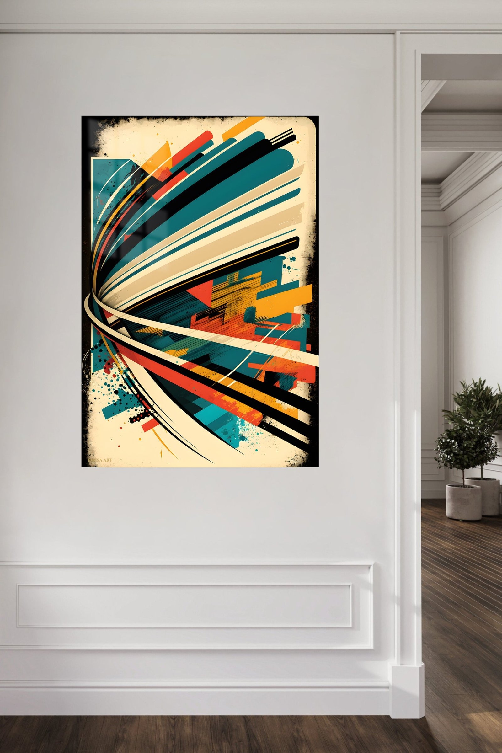 Teal Velocity Ribbons metal wall art print, view 5