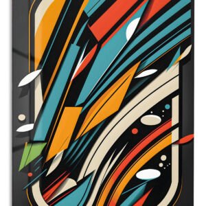 Kinetic Teal and Orange Geometry metal wall art print