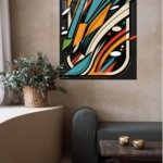 Kinetic Teal and Orange Geometry metal wall art print, view 5