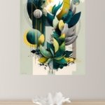 Teal Botanical Geometry metal wall art print, view 4