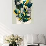 Teal Botanical Geometry metal wall art print, view 5