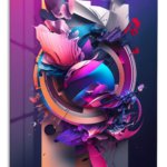 Neon Floral Orbit metal wall art print
