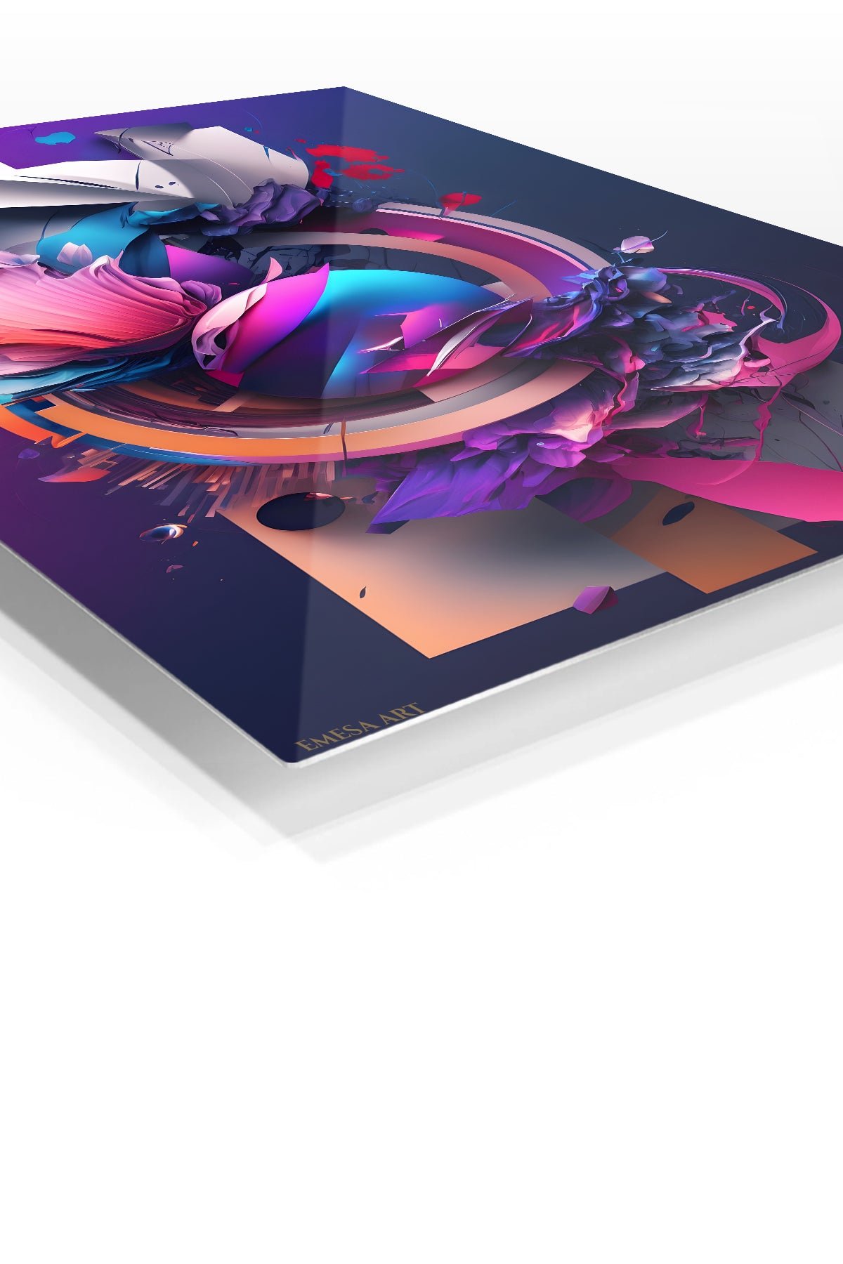Neon Floral Orbit metal wall art print, view 2