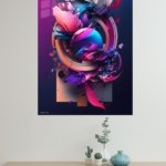 Neon Floral Orbit metal wall art print, view 4