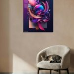 Neon Floral Orbit metal wall art print, view 5