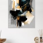 Midnight Teal and Gold Composition metal wall art print, view 4