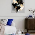 Midnight Teal and Gold Composition metal wall art print, view 5
