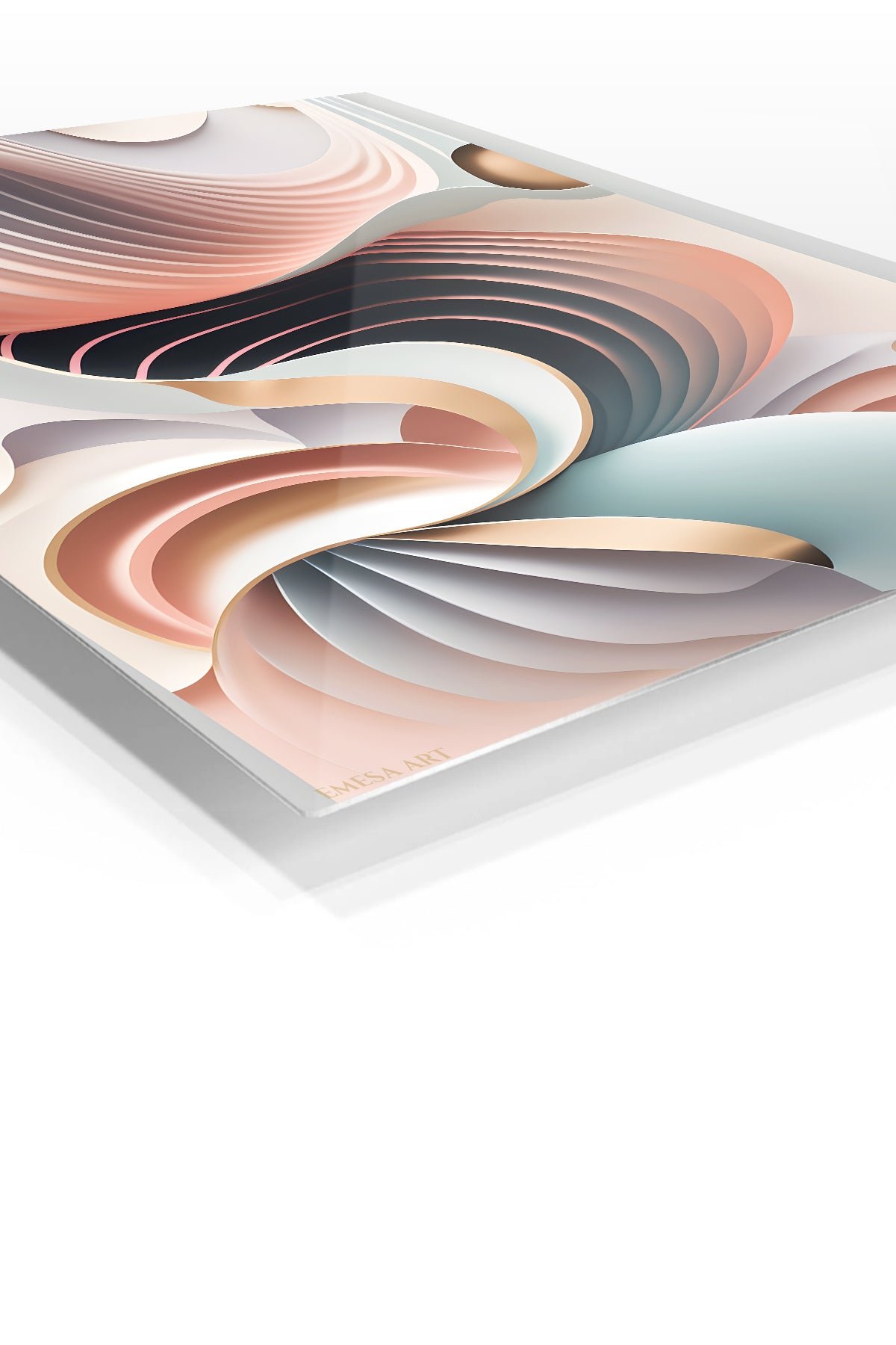 Pastel Paper Wave Abstraction metal wall art print, view 2