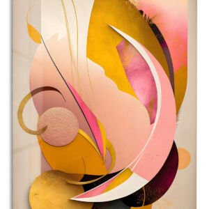 Golden Petals in Motion metal wall art print
