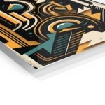 Teal and Amber Geometric Rhythm metal wall art print, view 2