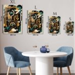 Teal and Amber Geometric Rhythm metal wall art print, view 6