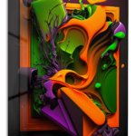 Neon Fluid Geometry metal wall art print