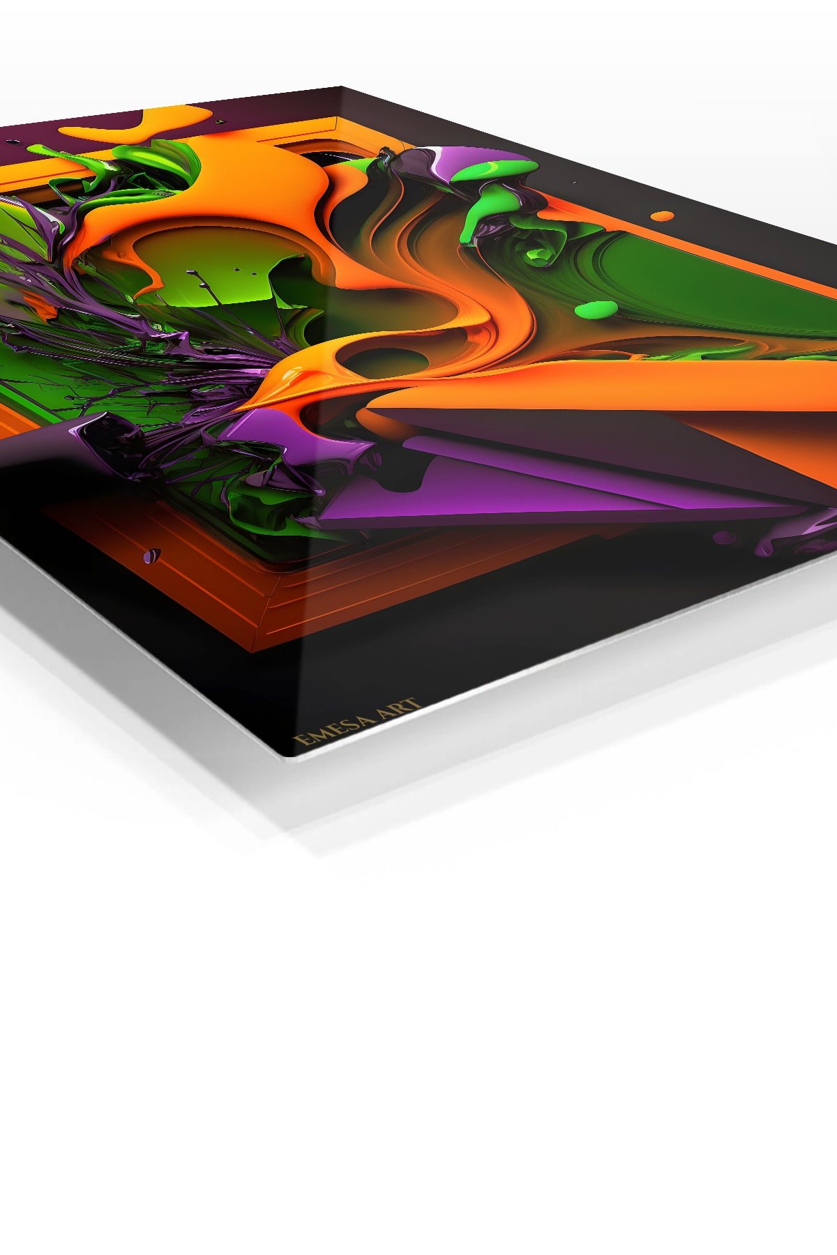 Neon Fluid Geometry metal wall art print, view 2