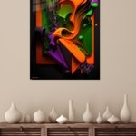 Neon Fluid Geometry metal wall art print, view 4