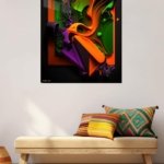 Neon Fluid Geometry metal wall art print, view 5