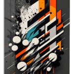 Kinetic Orange Geometry metal wall art print