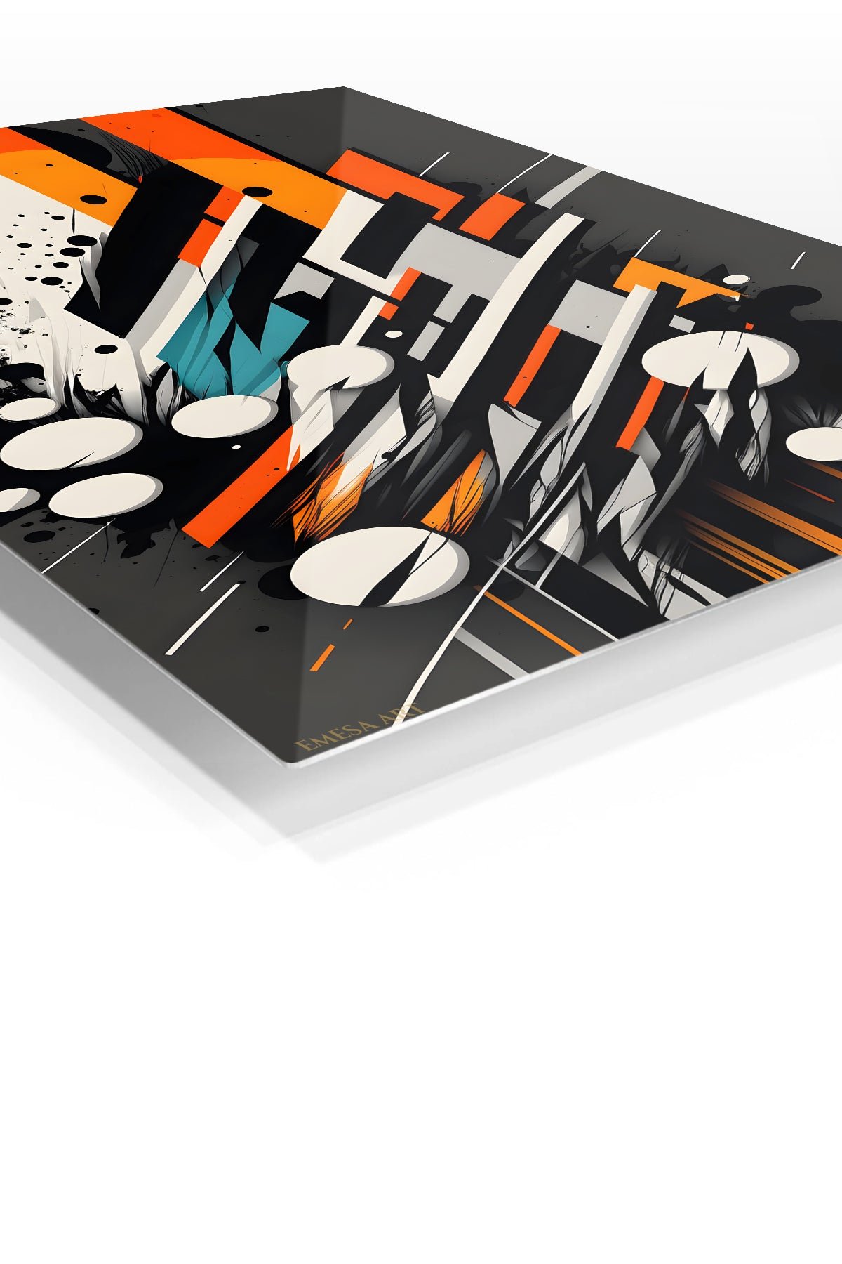 Kinetic Orange Geometry metal wall art print, view 2
