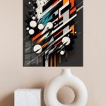 Kinetic Orange Geometry metal wall art print, view 4