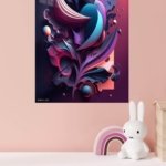 Neon Biomorphic Flow metal wall art print, view 4