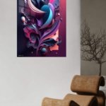 Neon Biomorphic Flow metal wall art print, view 5
