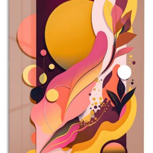 Golden Botanical Geometry metal wall art print
