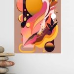 Golden Botanical Geometry metal wall art print, view 4