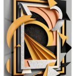 Golden Geometric Eclipse metal wall art print