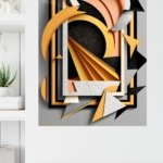 Golden Geometric Eclipse metal wall art print, view 4