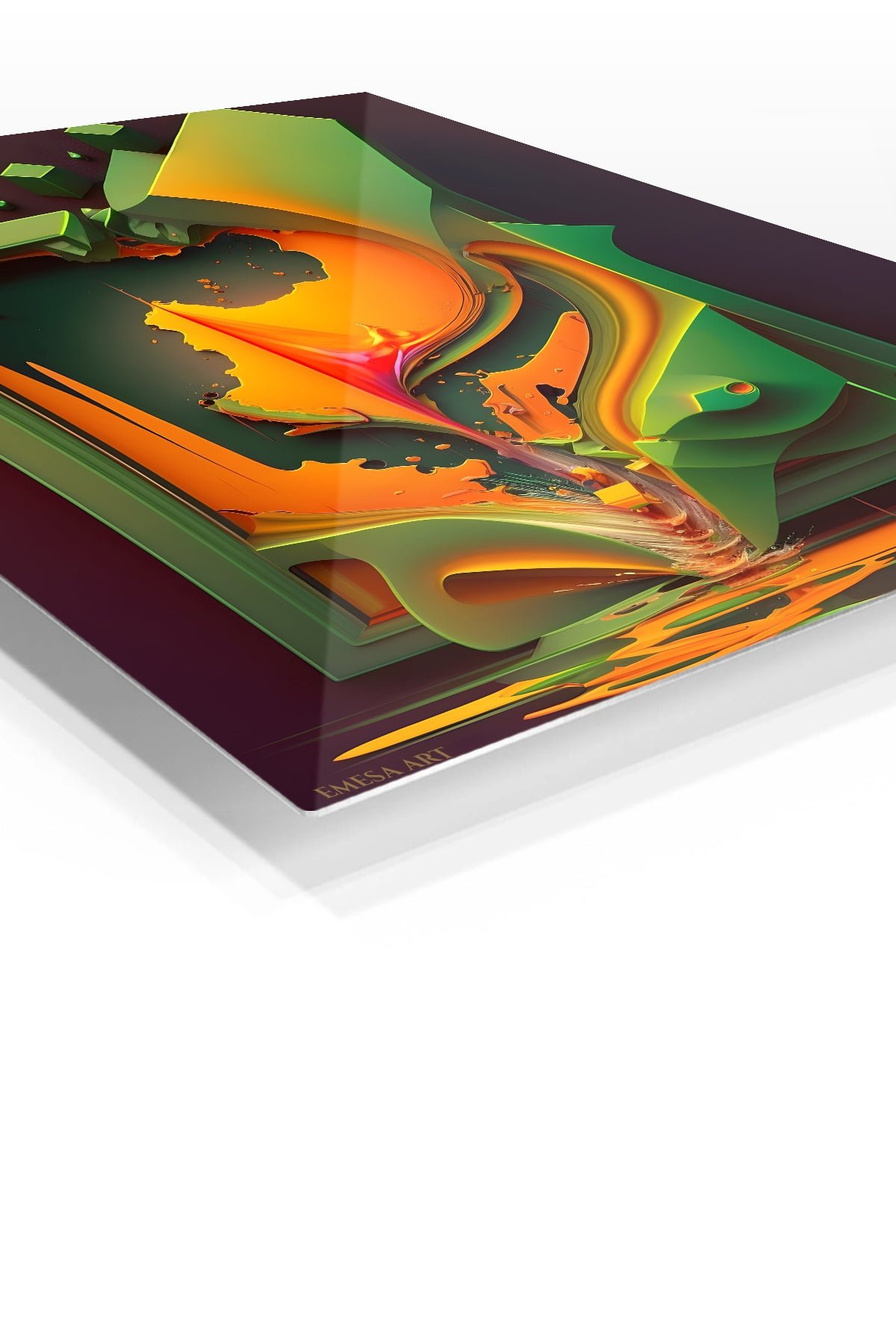 Emerald and Amber Flow metal wall art print, view 2