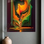 Emerald and Amber Flow metal wall art print, view 4